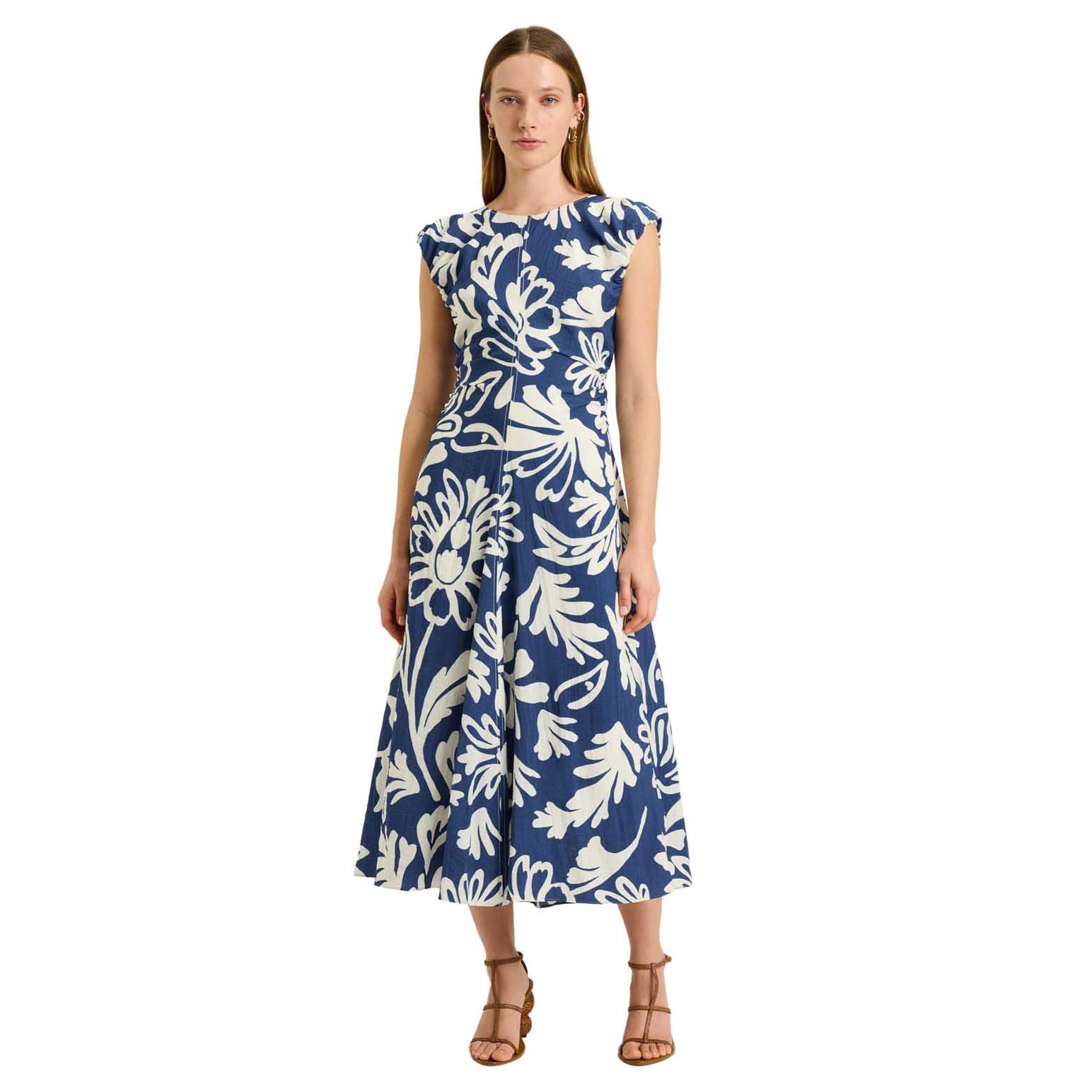 Veronika Maine Chambray Filigree Midi Dress